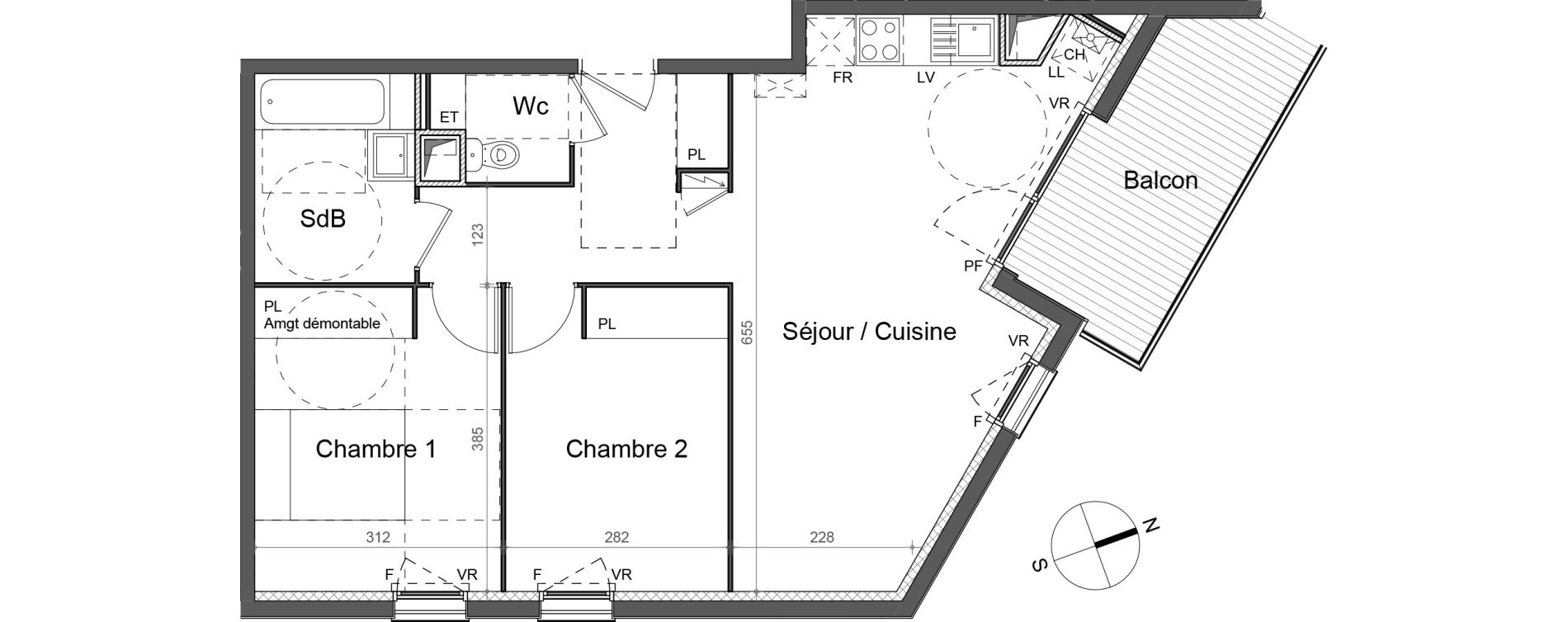 Appartement T3 de 62,55 m2 &agrave; Mondonville Centre