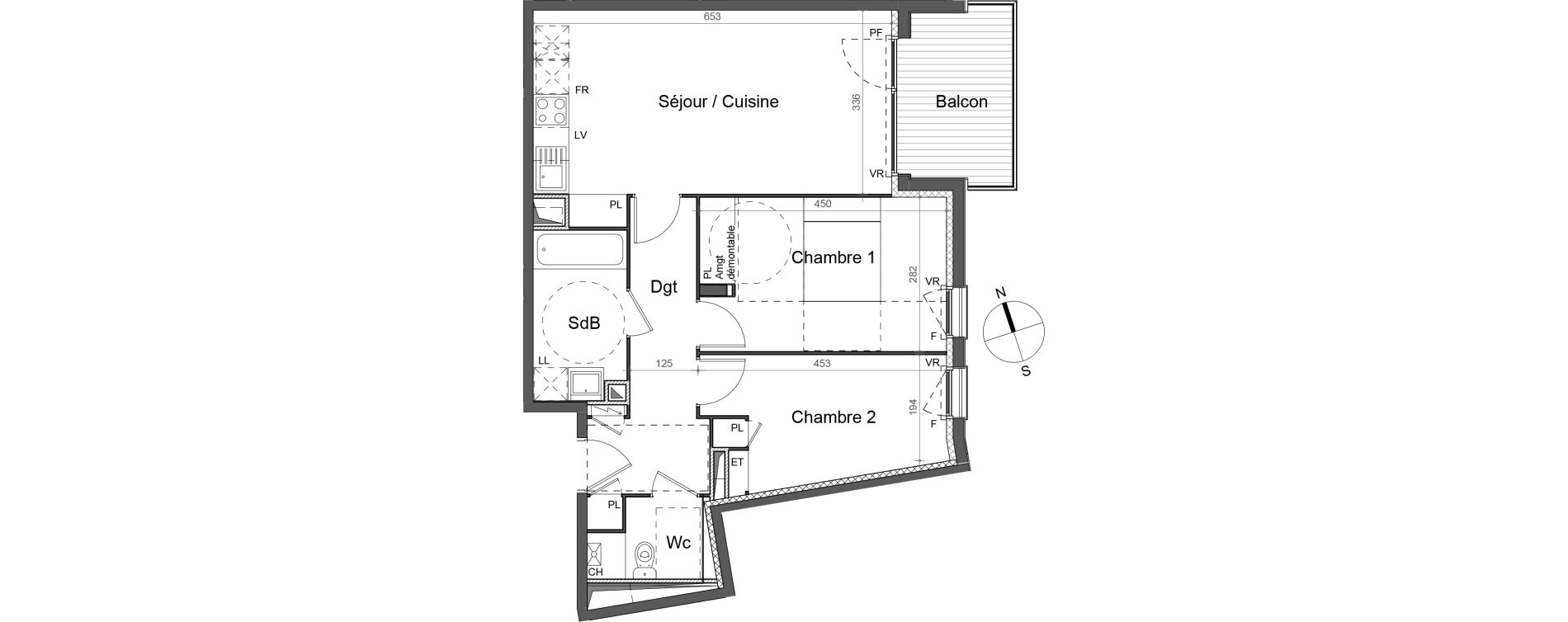 Appartement T3 de 61,00 m2 &agrave; Mondonville Centre