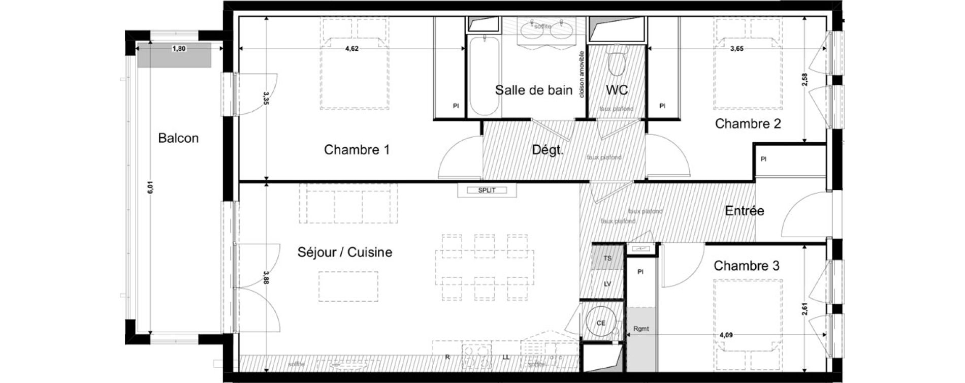 Appartement T4 de 83,67 m2 &agrave; Montrab&eacute; Centre