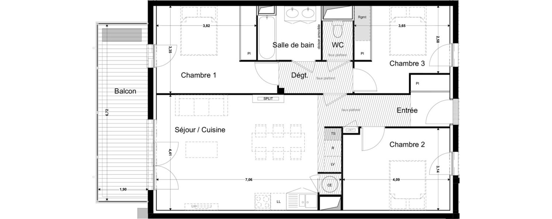 Appartement T4 de 84,11 m2 &agrave; Montrab&eacute; Centre