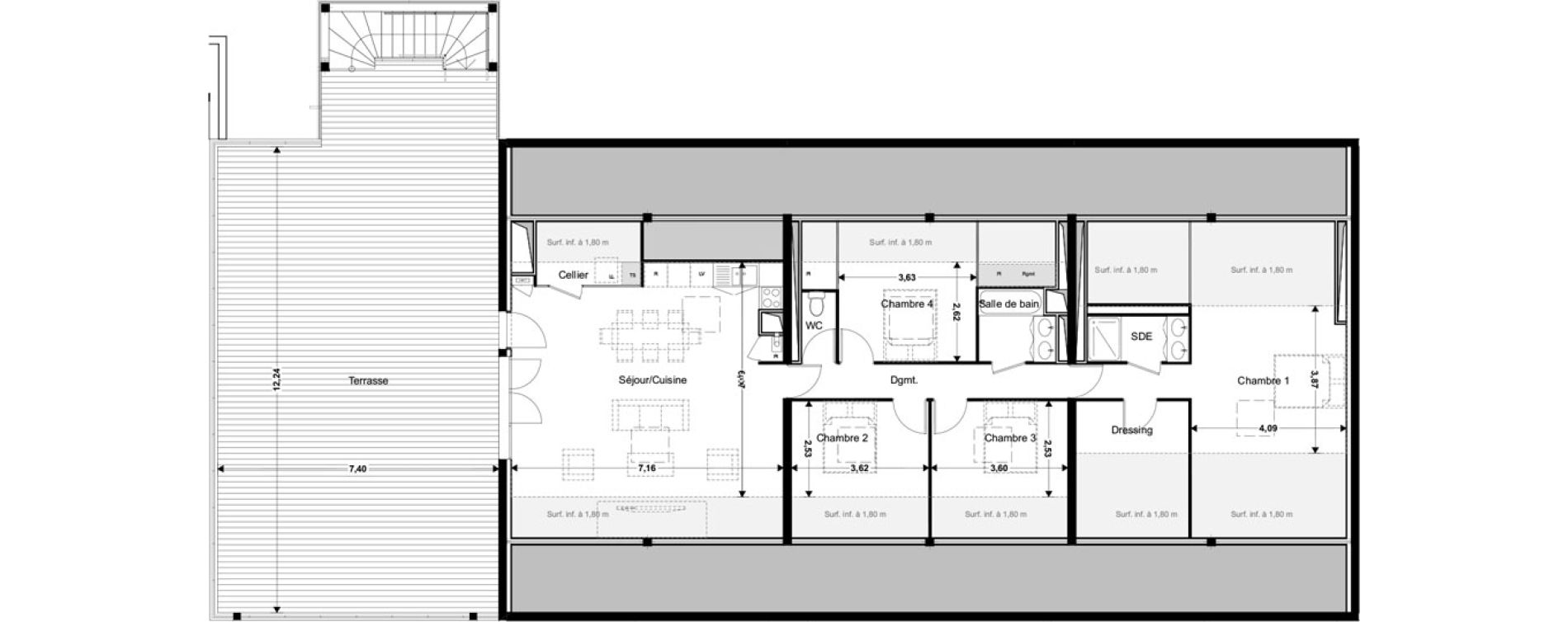 Appartement T5 de 110,64 m2 &agrave; Montrab&eacute; Centre