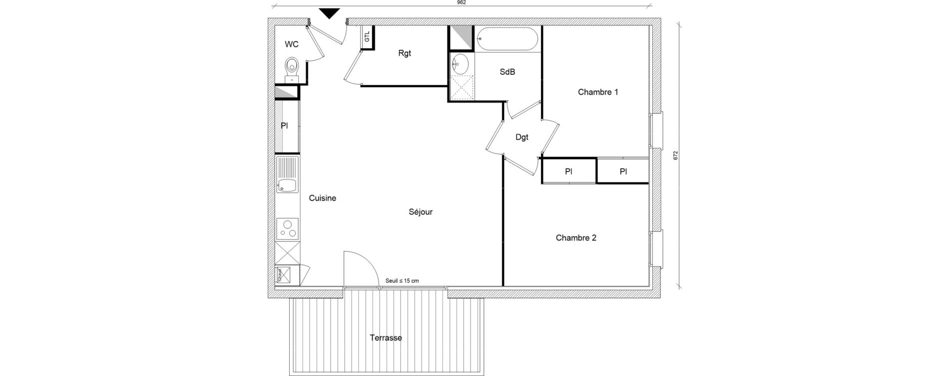 Appartement T3 de 62,49 m2 &agrave; Montrab&eacute; Centre