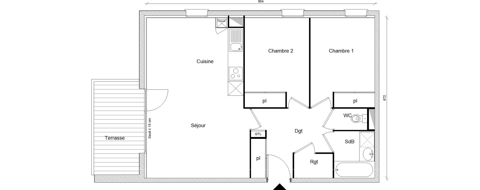 Appartement T3 de 62,20 m2 &agrave; Montrab&eacute; Centre