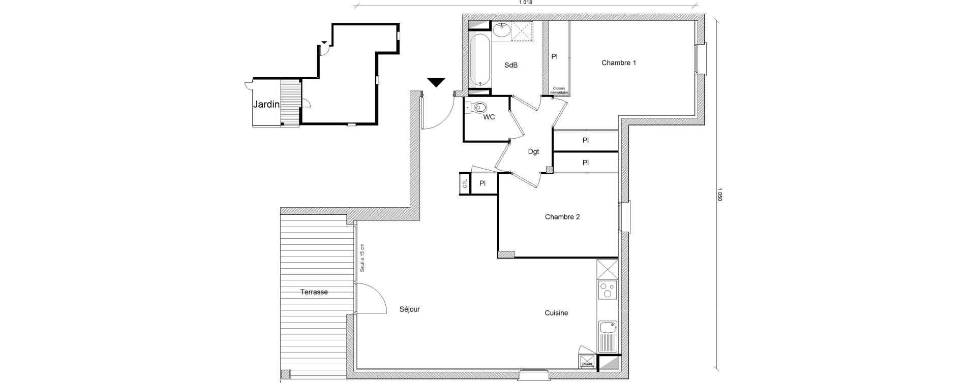 Appartement T3 de 72,46 m2 &agrave; Montrab&eacute; Centre