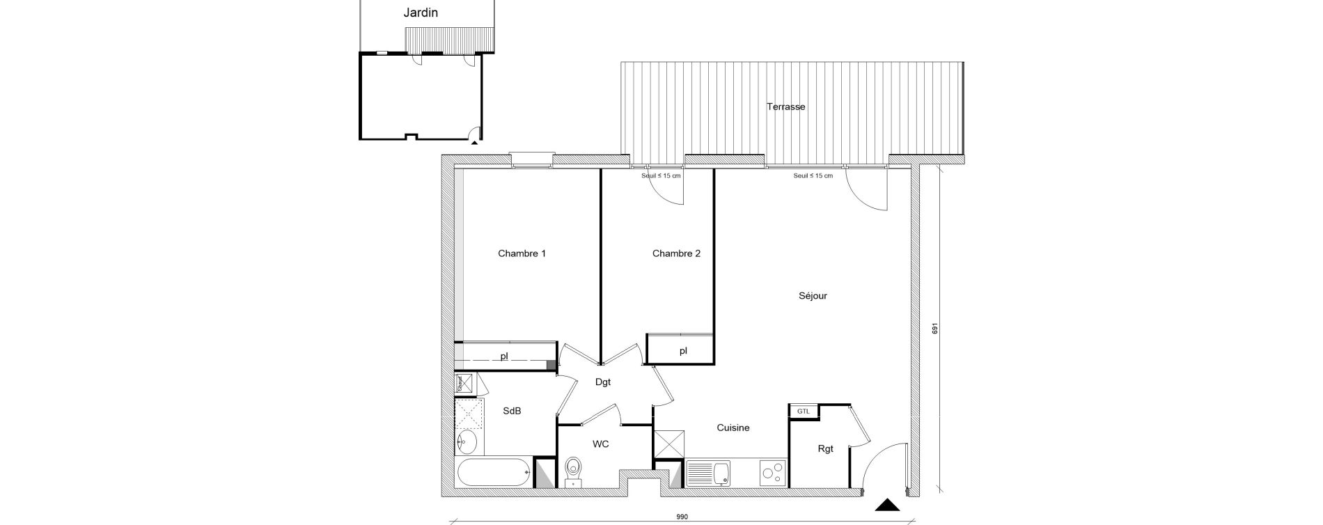 Appartement T3 de 65,68 m2 &agrave; Montrab&eacute; Centre