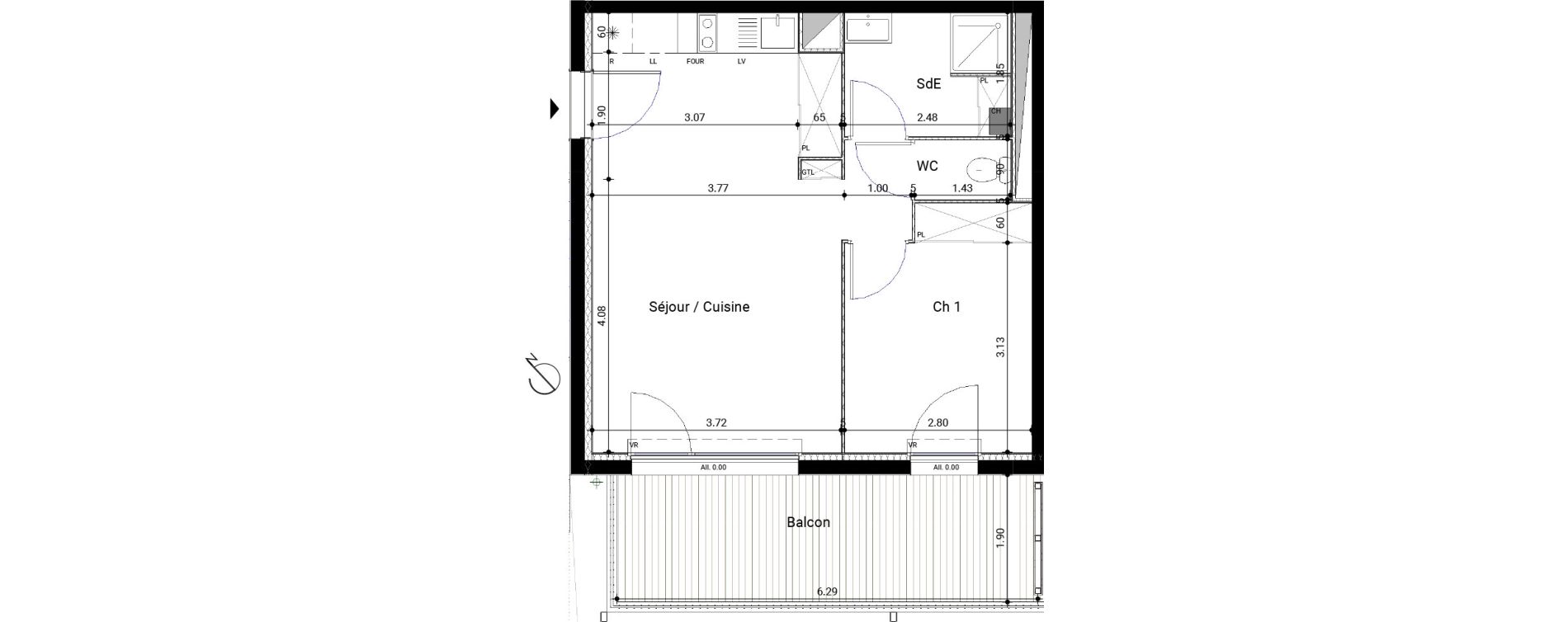 Appartement T2 de 41,22 m2 &agrave; Montrab&eacute; Centre