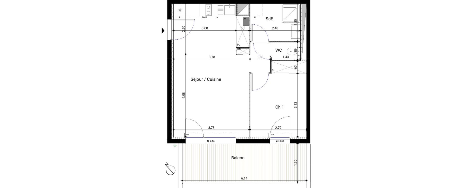 Appartement T2 de 41,24 m2 &agrave; Montrab&eacute; Centre