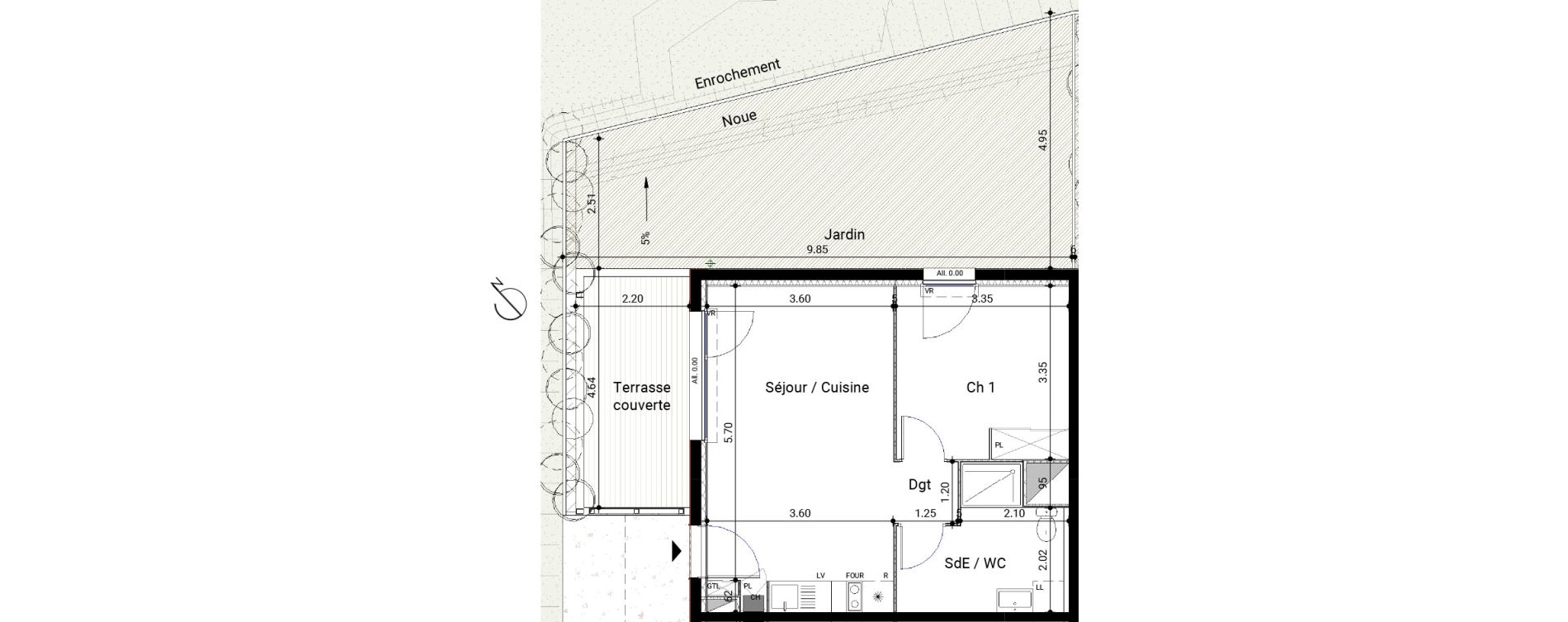 Appartement T2 de 42,60 m2 &agrave; Montrab&eacute; Centre