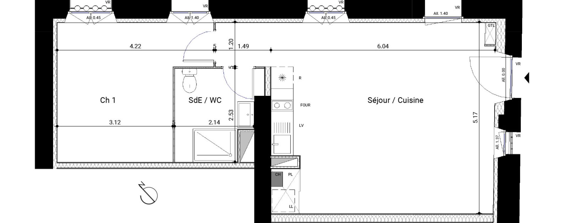 Appartement T2 de 50,67 m2 &agrave; Montrab&eacute; Centre