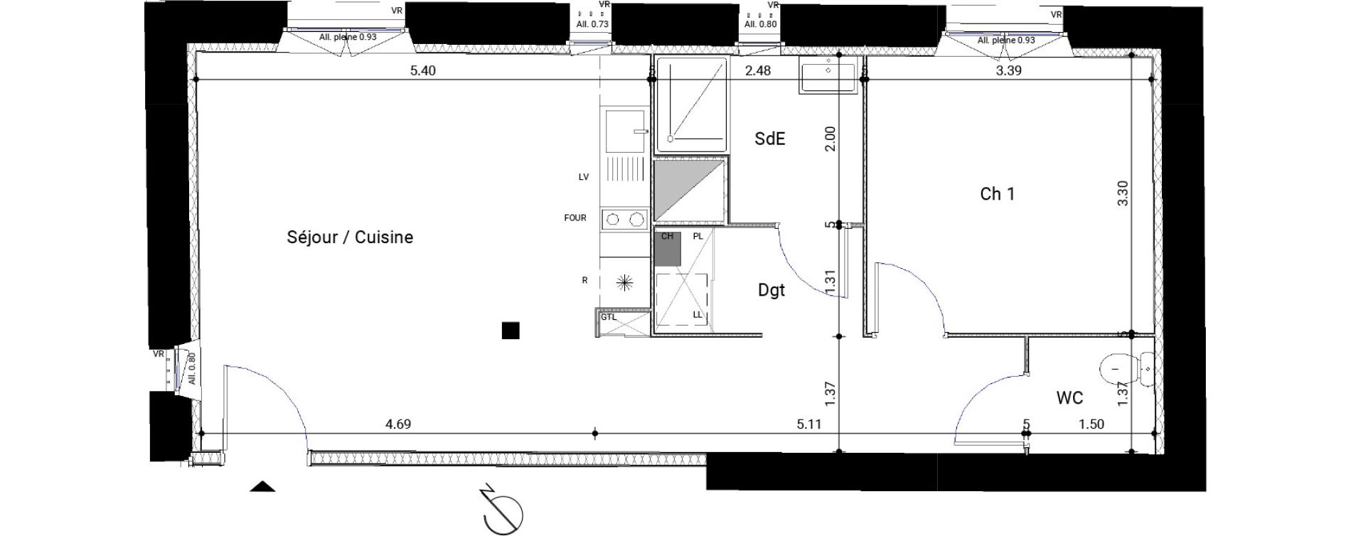 Appartement T2 de 52,32 m2 &agrave; Montrab&eacute; Centre