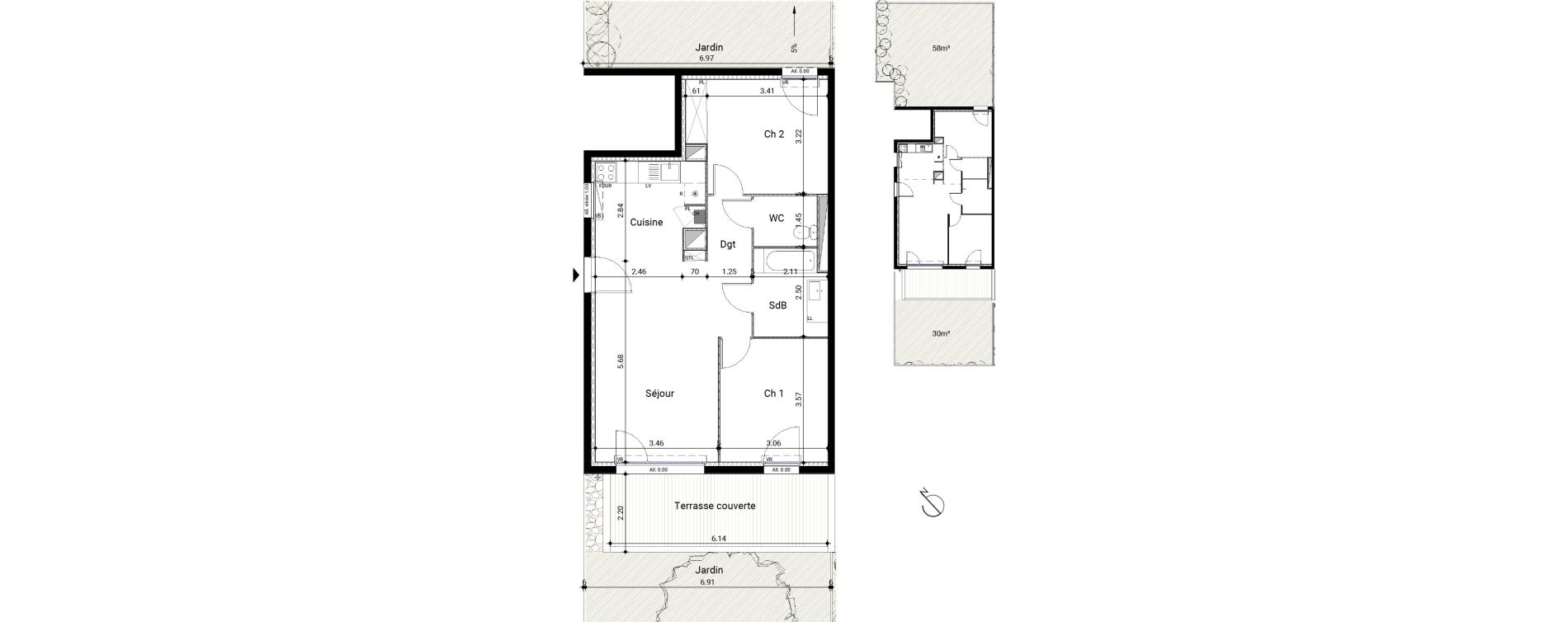 Appartement T3 de 62,81 m2 &agrave; Montrab&eacute; Centre