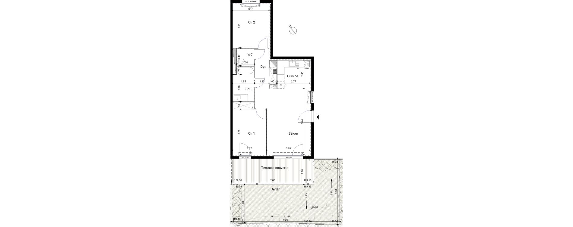 Appartement T3 de 65,51 m2 &agrave; Montrab&eacute; Centre