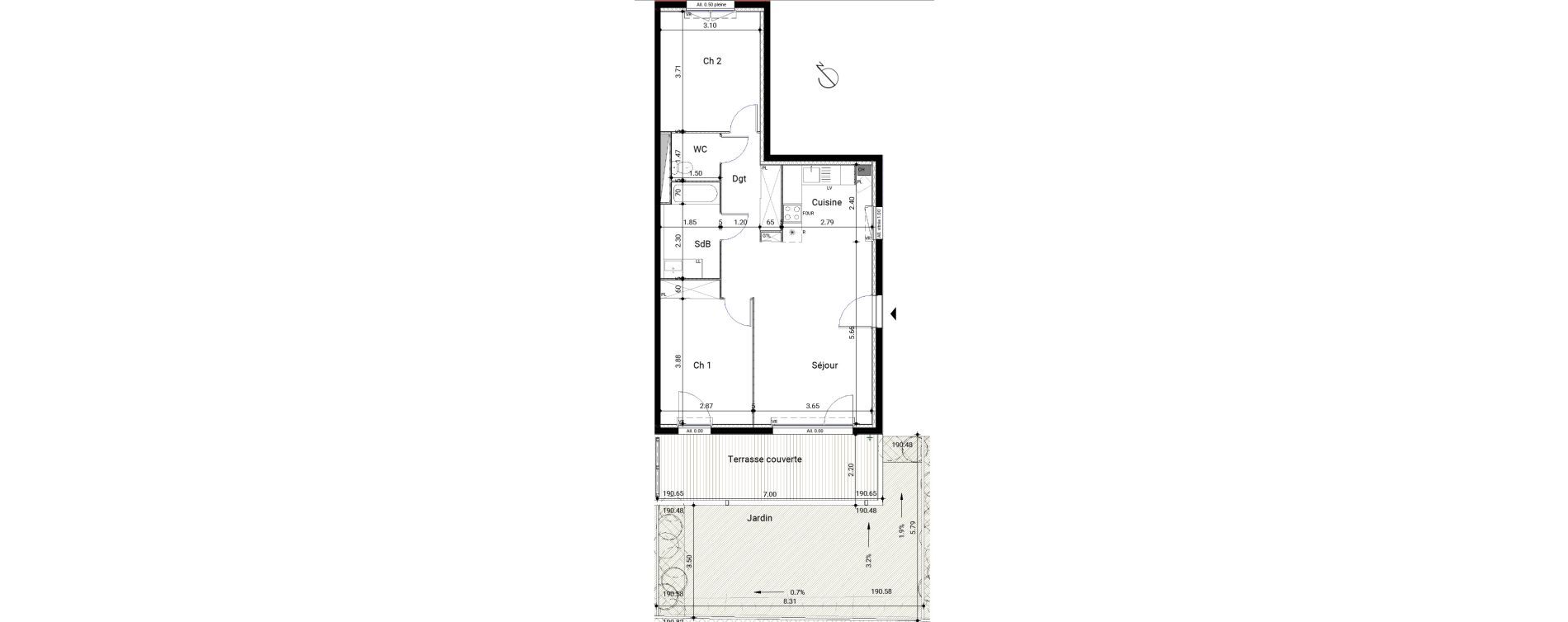 Appartement T3 de 65,91 m2 &agrave; Montrab&eacute; Centre