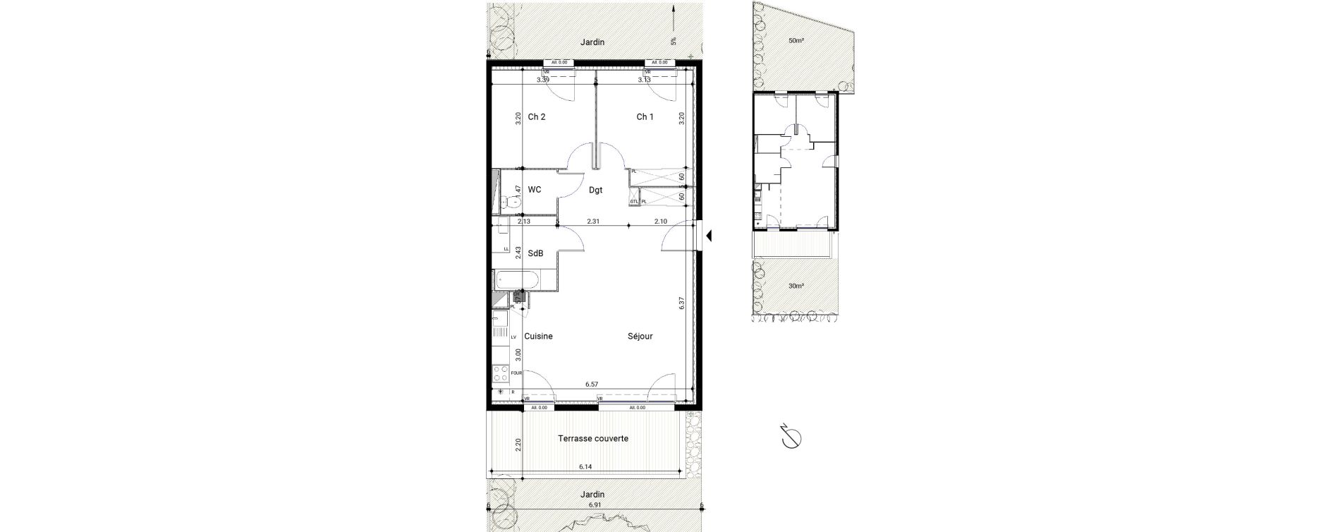 Appartement T3 de 69,21 m2 &agrave; Montrab&eacute; Centre
