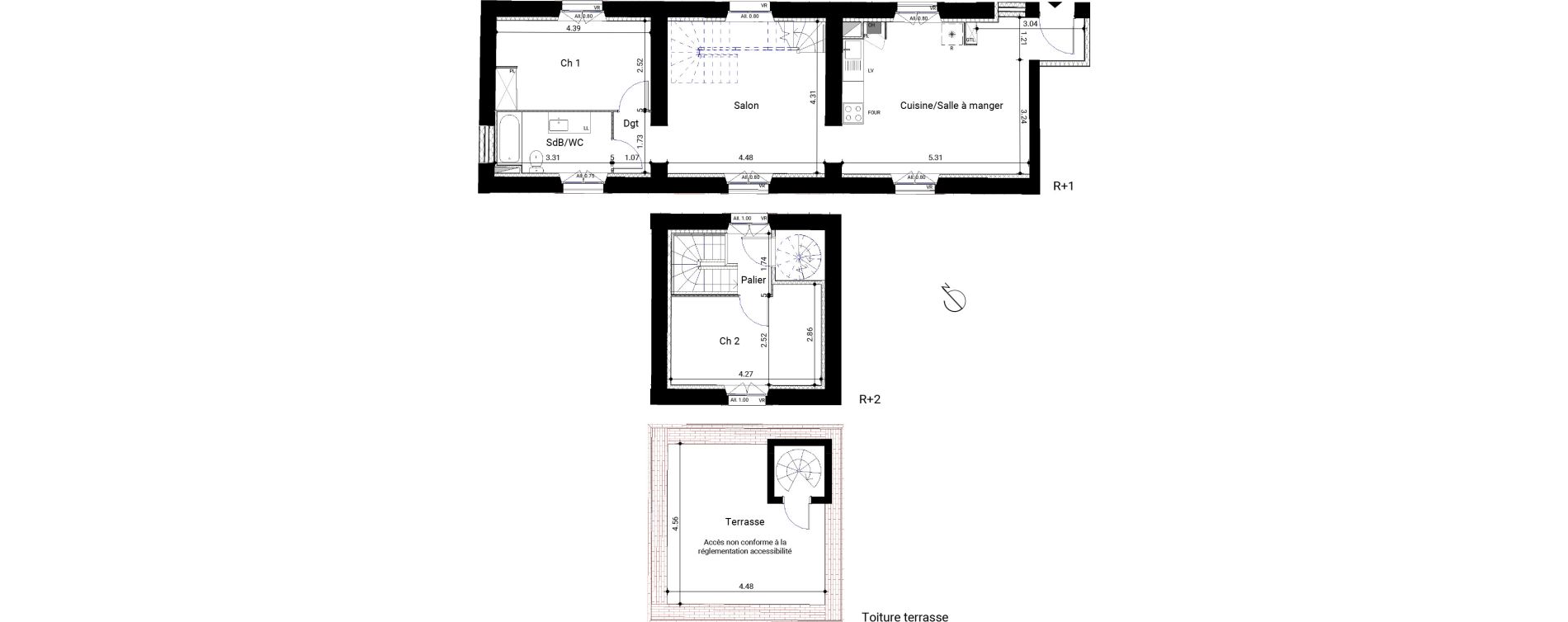 Appartement T3 de 72,67 m2 &agrave; Montrab&eacute; Centre