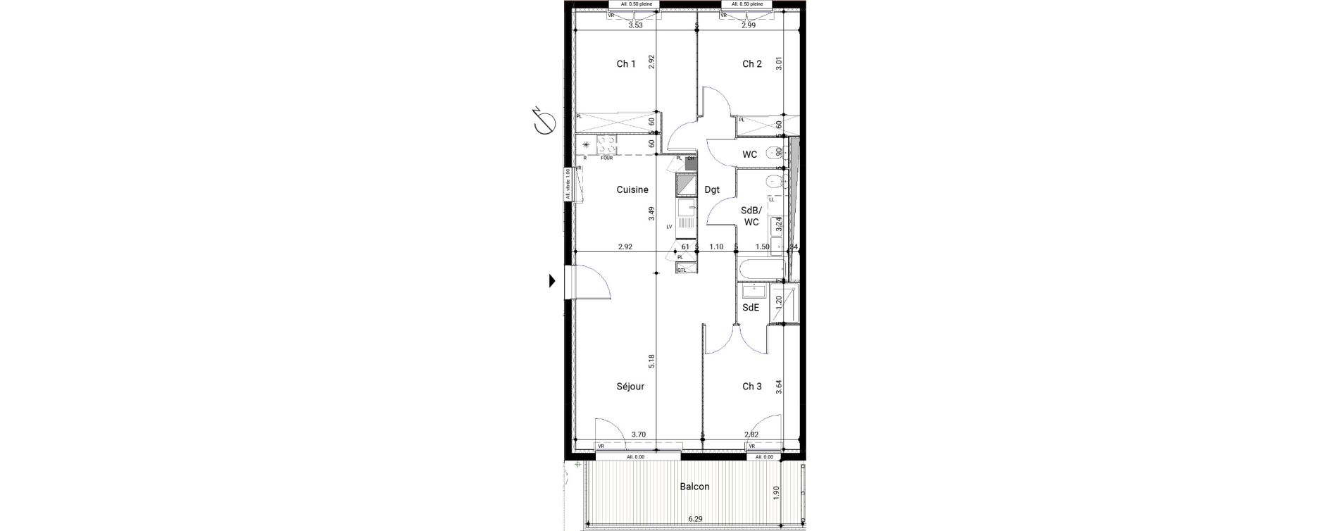 Appartement T4 de 80,71 m2 &agrave; Montrab&eacute; Centre