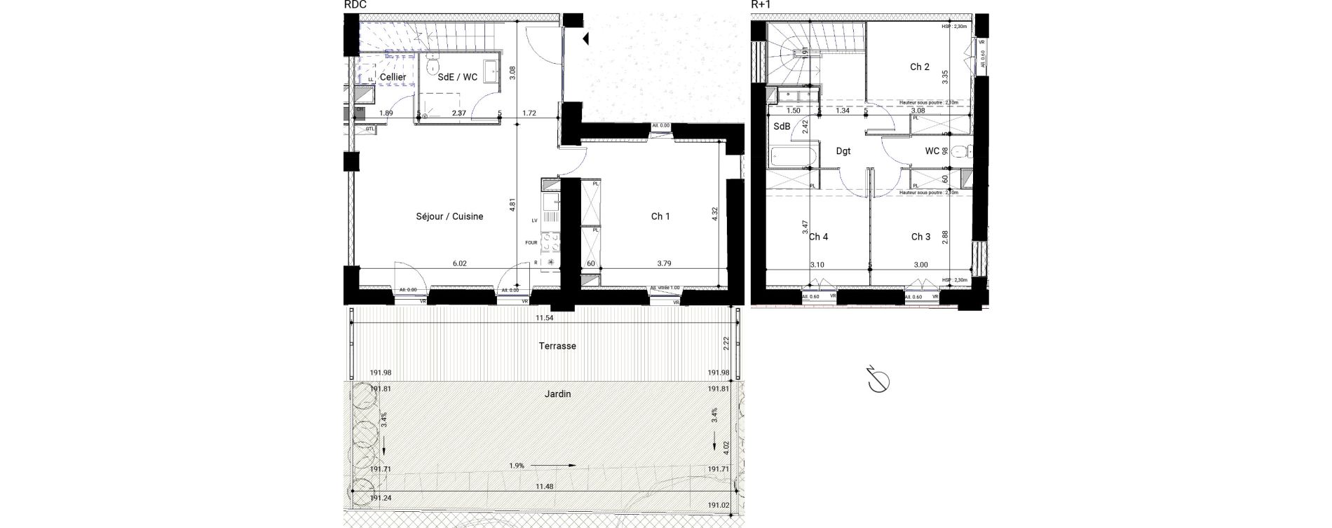 Appartement T5 de 104,86 m2 &agrave; Montrab&eacute; Centre