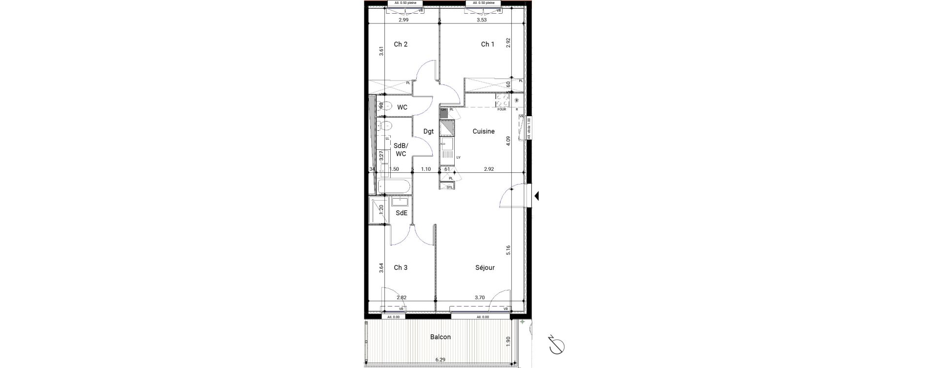 Appartement T4 de 80,73 m2 &agrave; Montrab&eacute; Centre