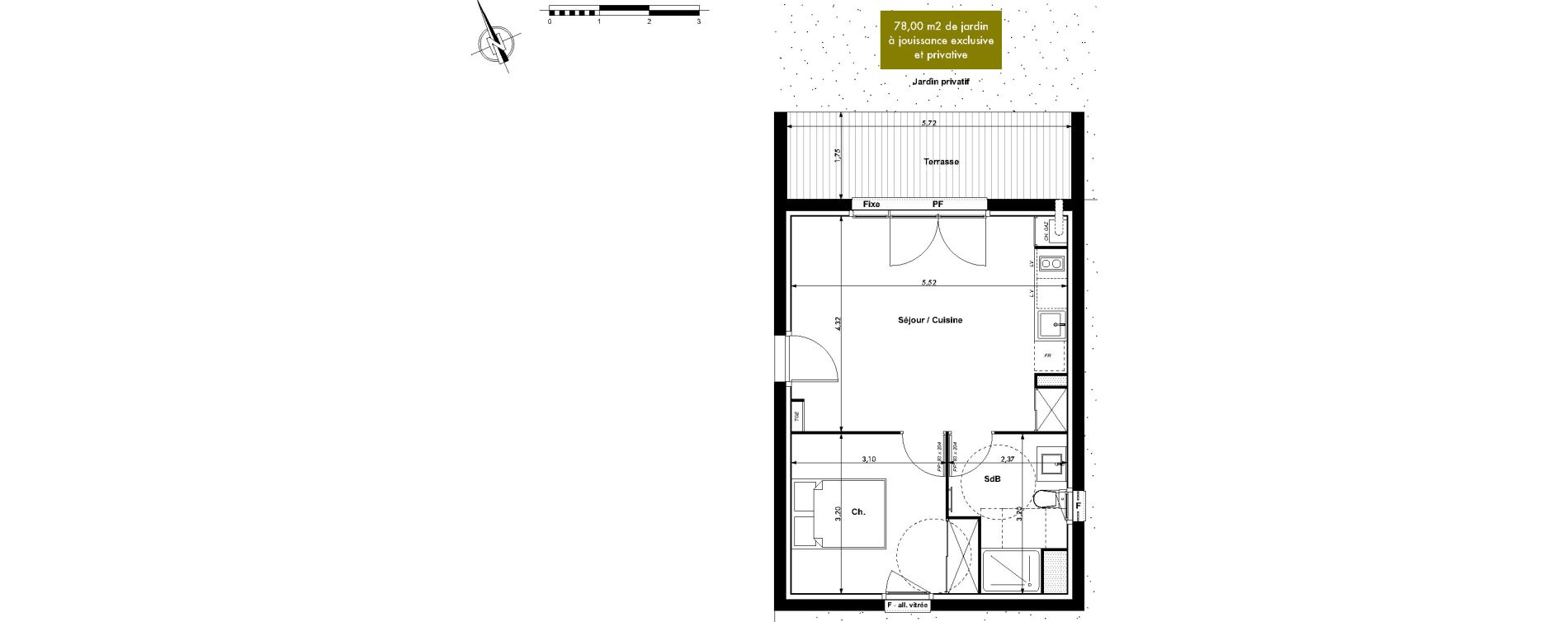 Appartement T2 de 40,47 m2 &agrave; Montrab&eacute; Centre