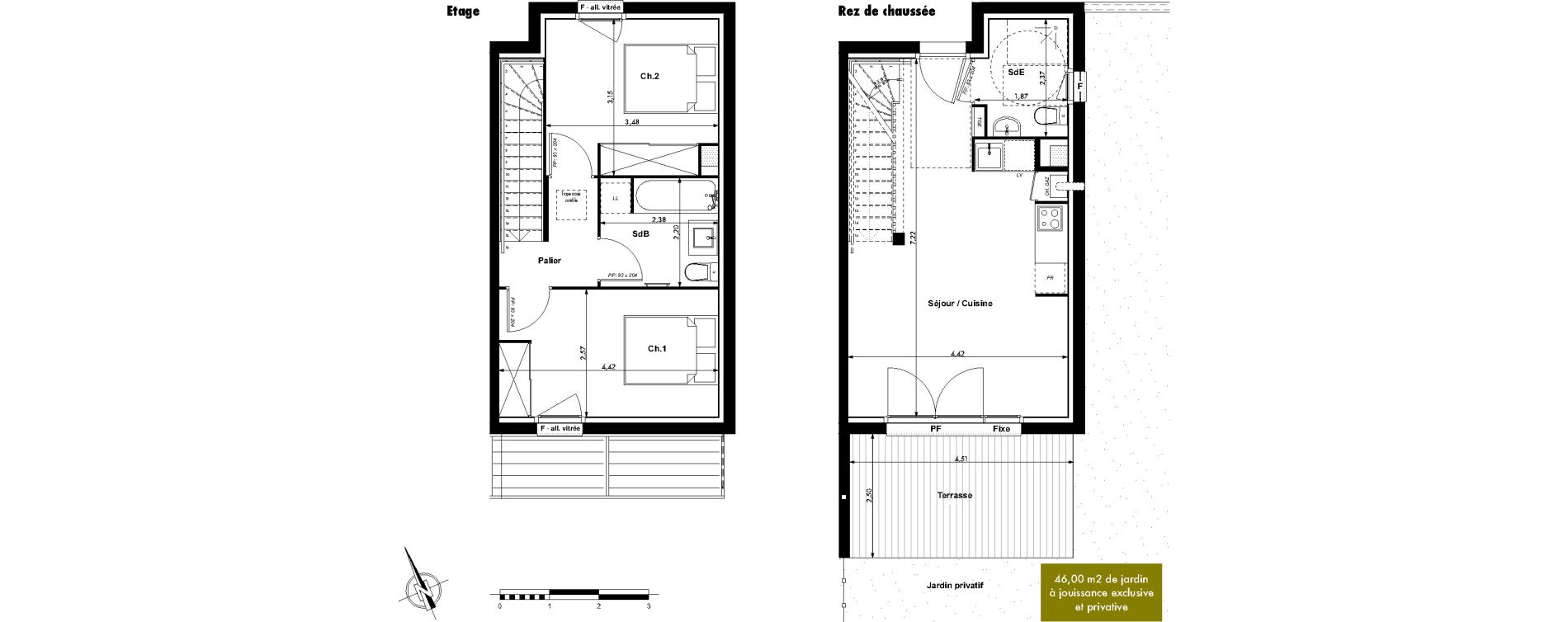 Duplex T3 de 60,03 m2 &agrave; Montrab&eacute; Centre