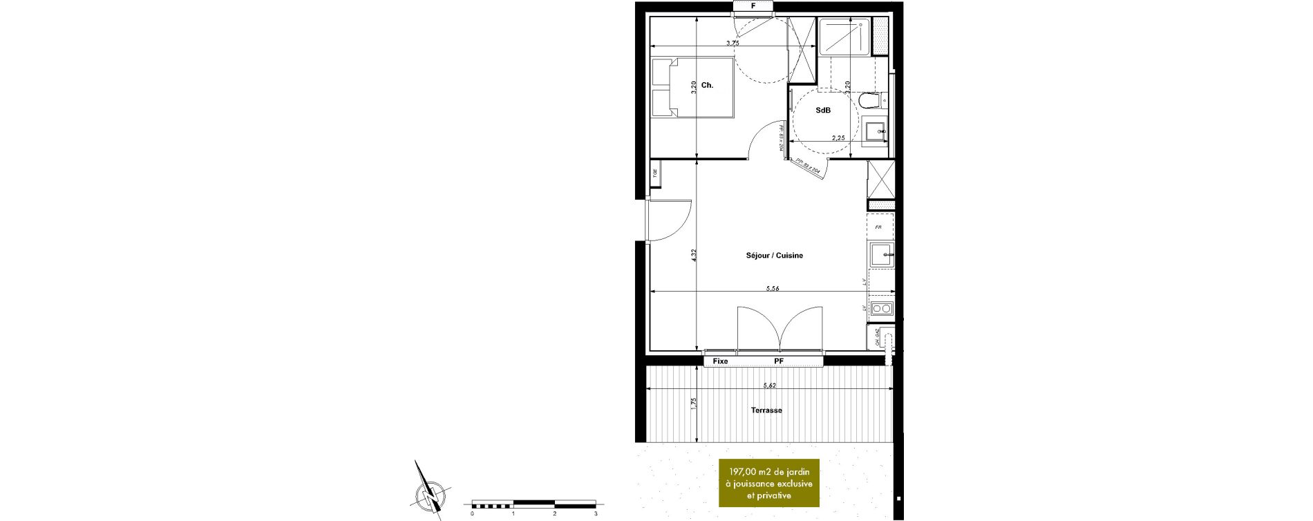 Appartement T2 de 40,36 m2 &agrave; Montrab&eacute; Centre