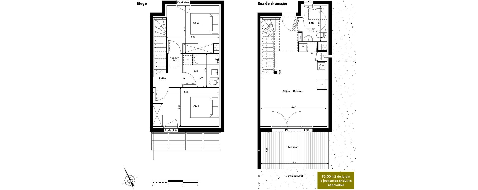 Duplex T3 de 60,03 m2 &agrave; Montrab&eacute; Centre