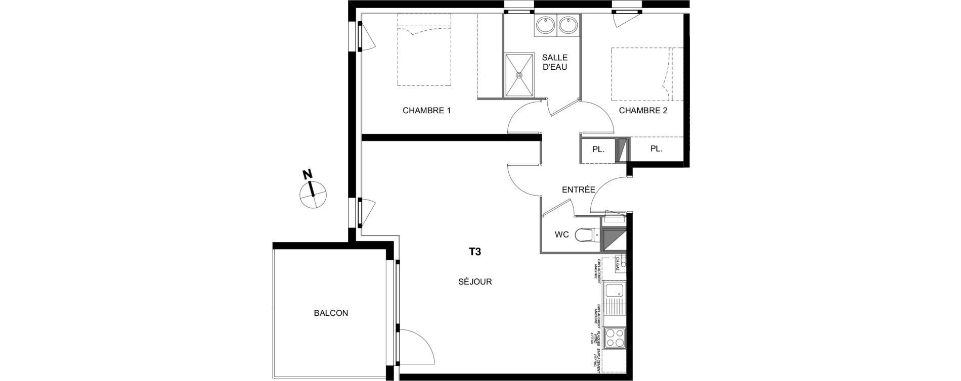 Appartement T3 de 66,00 m2 &agrave; Montrab&eacute; Centre