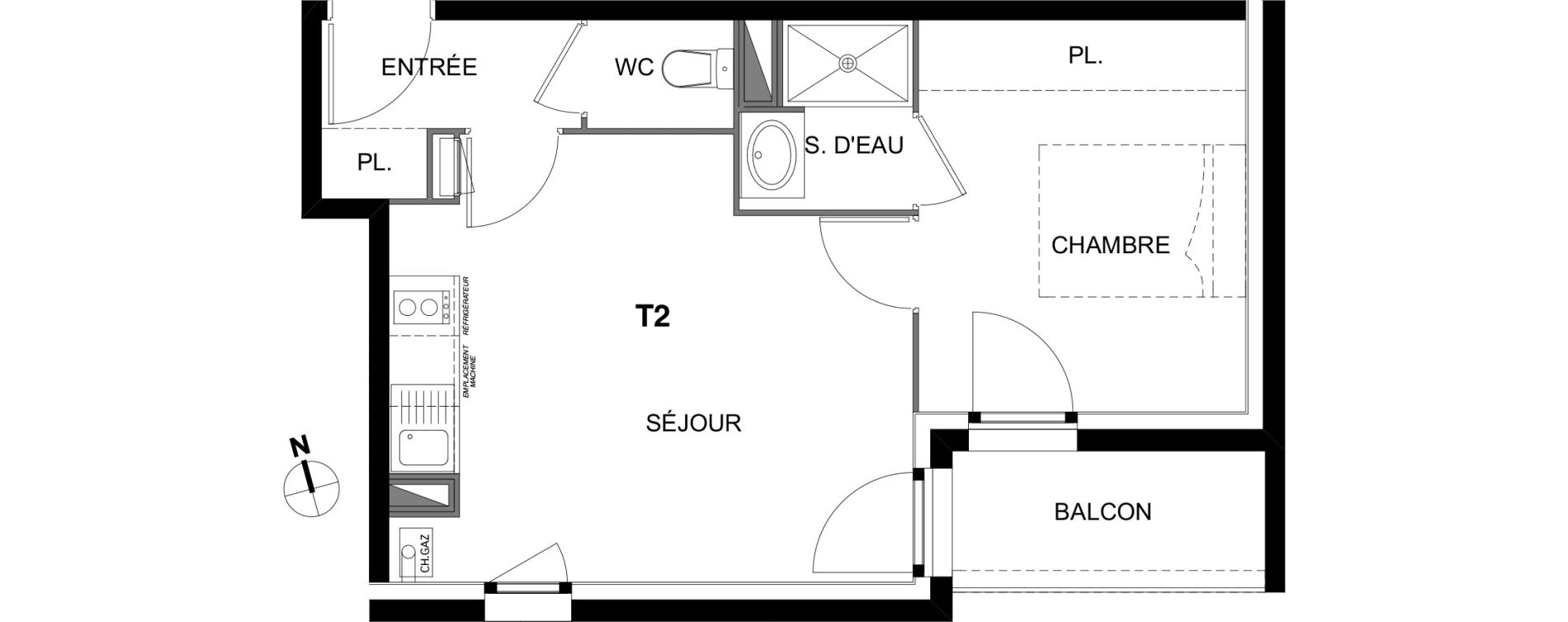 Appartement T2 de 35,50 m2 &agrave; Montrab&eacute; Centre