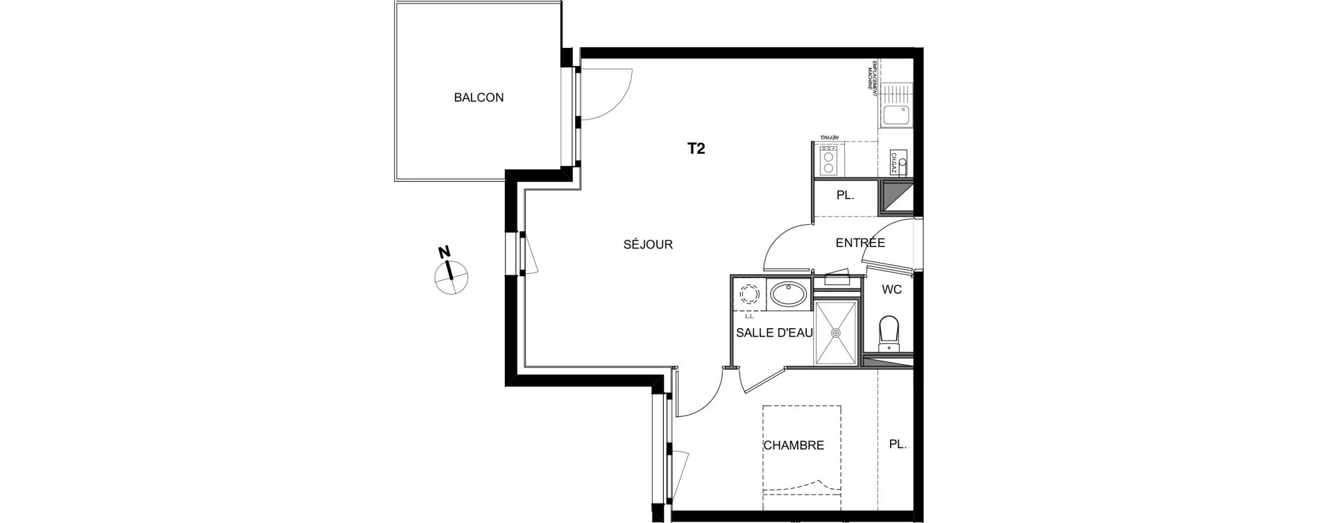 Appartement T2 de 46,00 m2 &agrave; Montrab&eacute; Centre