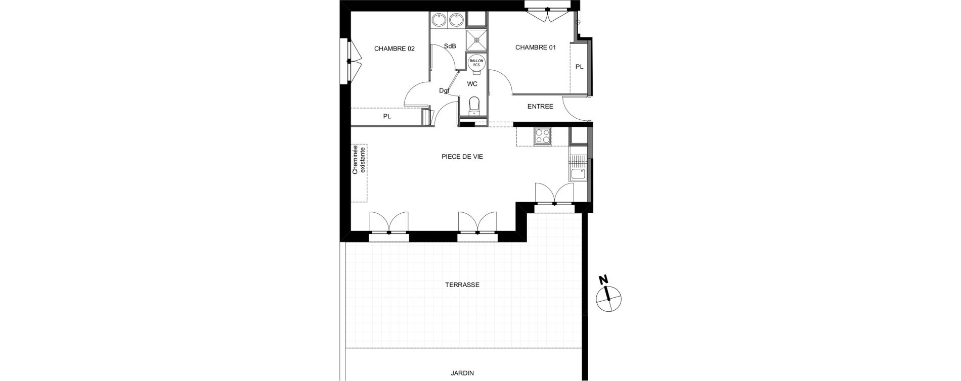 Appartement T3 de 56,30 m2 &agrave; Montrab&eacute; Centre