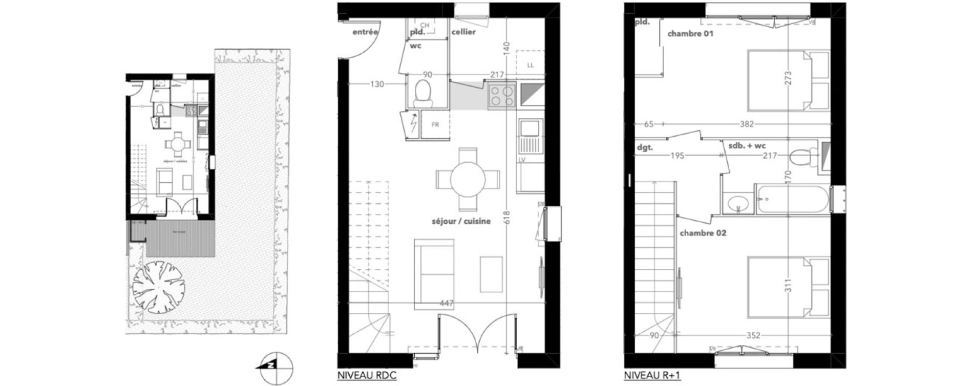 Duplex T3 de 60,00 m2 &agrave; Muret Lycee aragon - estantens