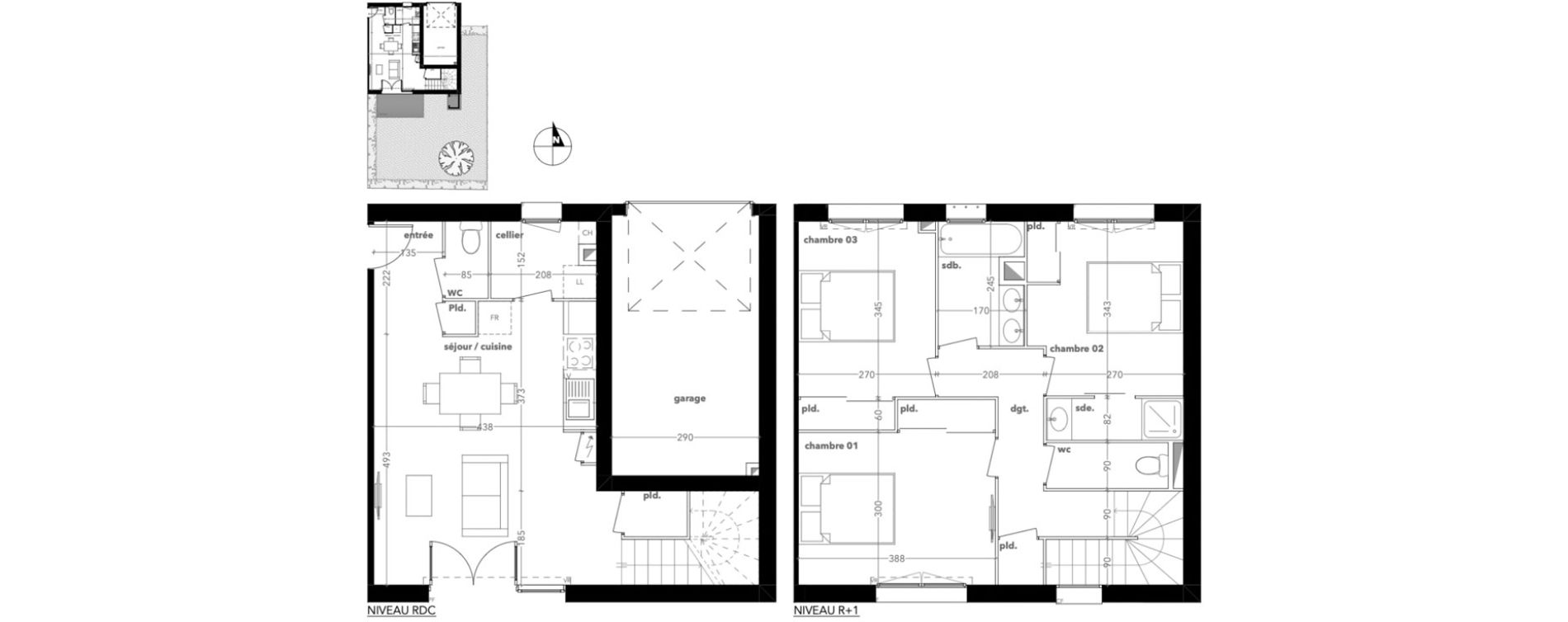 Duplex T4 de 80,90 m2 &agrave; Muret Lycee aragon - estantens