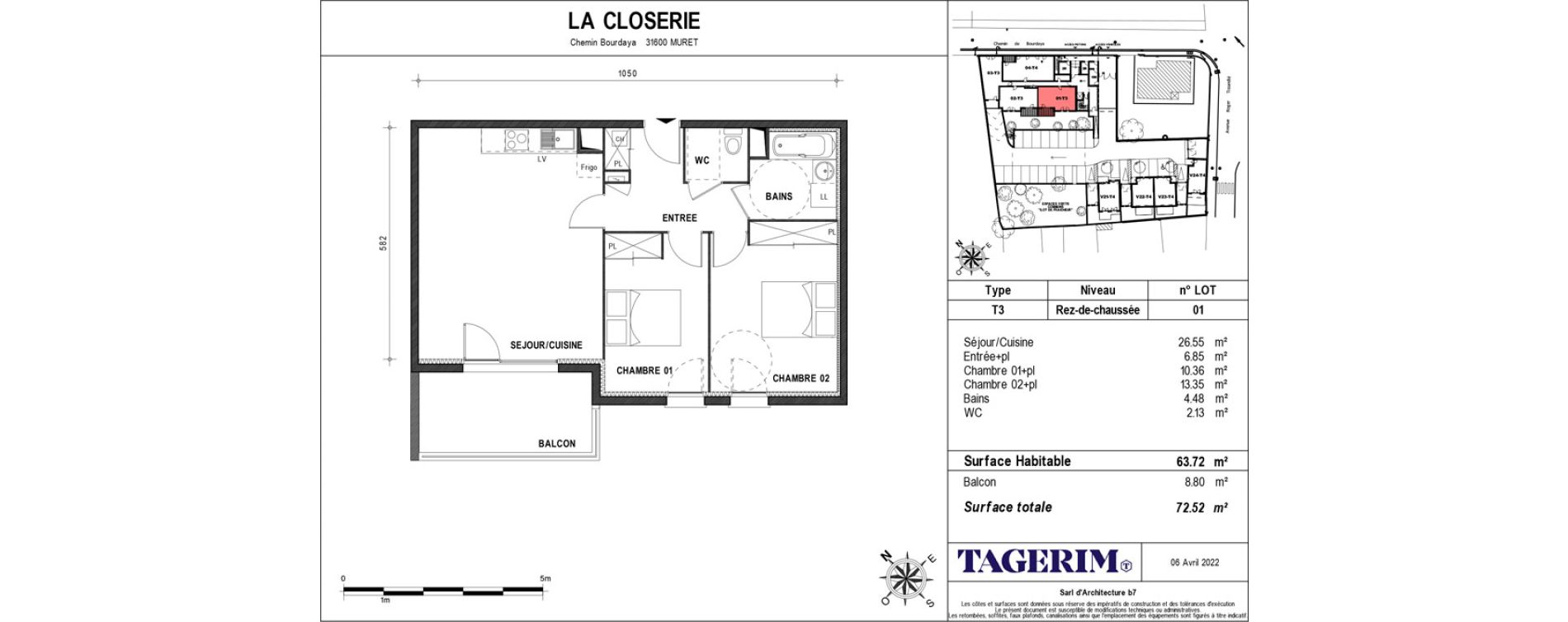 Appartement T3 de 63,72 m2 &agrave; Muret Barri-brioudes