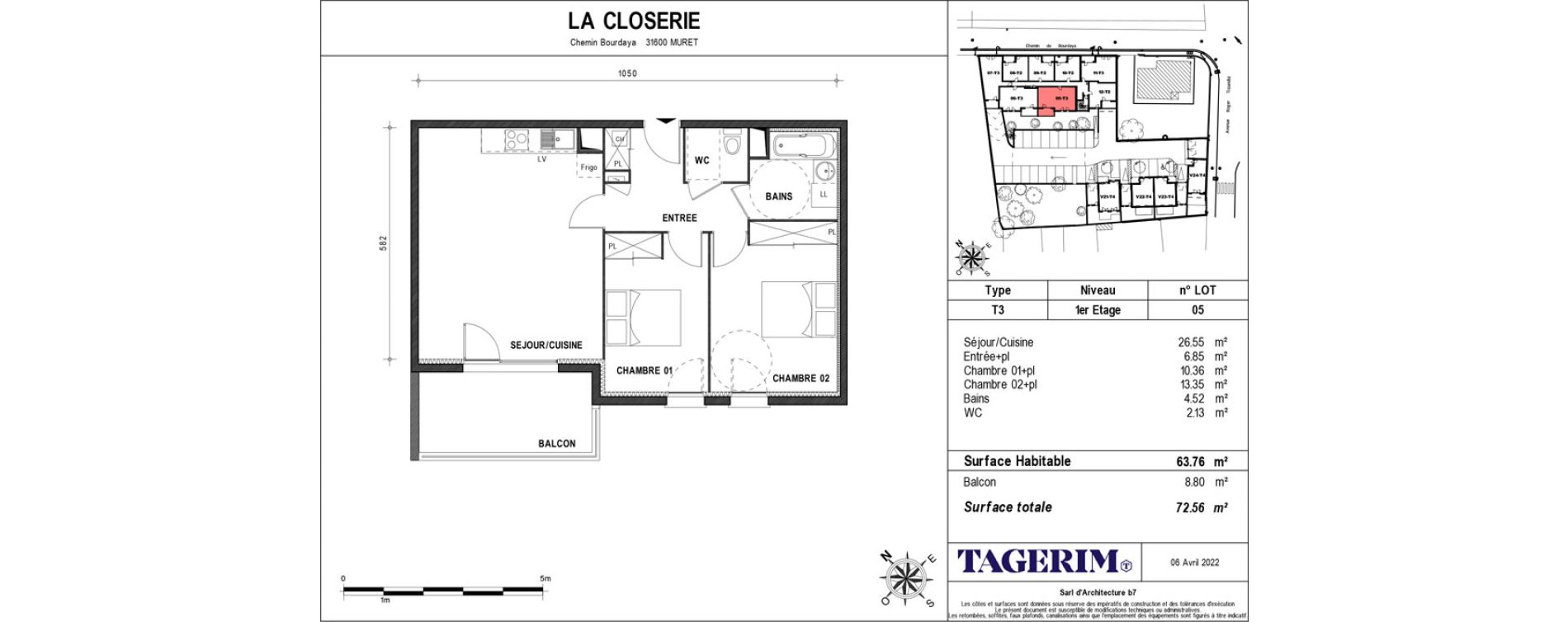 Appartement T3 de 63,76 m2 &agrave; Muret Barri-brioudes
