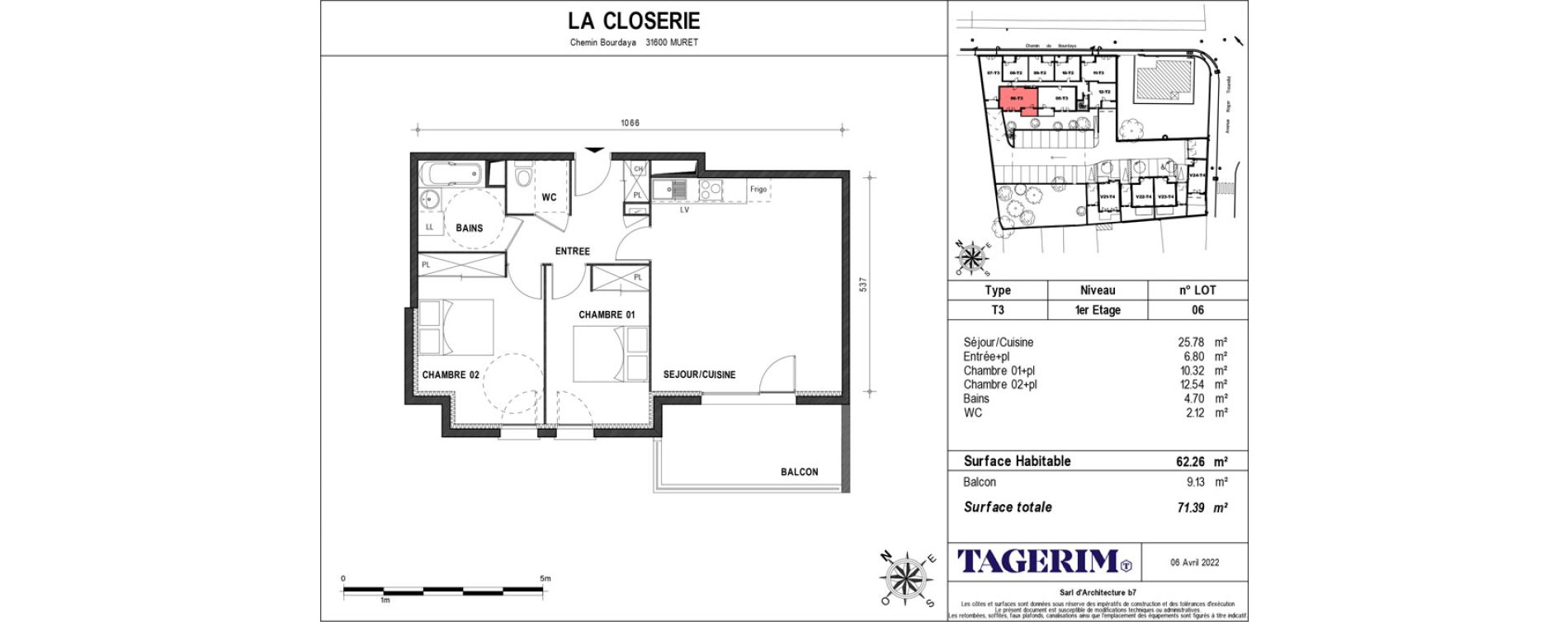 Appartement T3 de 62,26 m2 &agrave; Muret Barri-brioudes