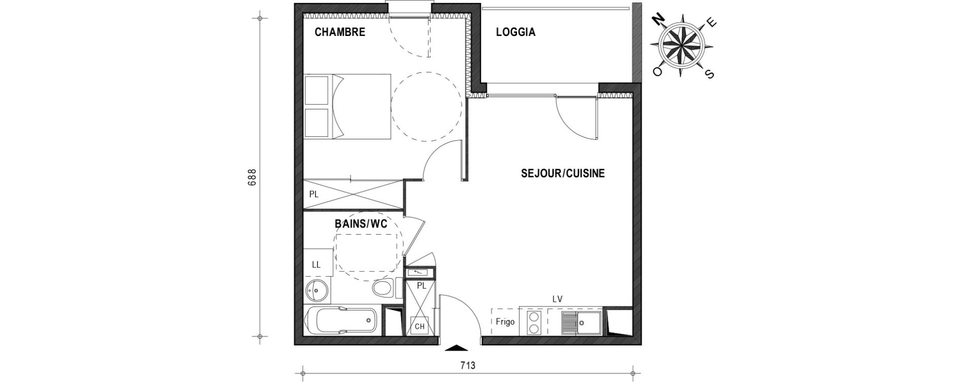 Appartement T2 de 41,45 m2 &agrave; Muret Barri-brioudes