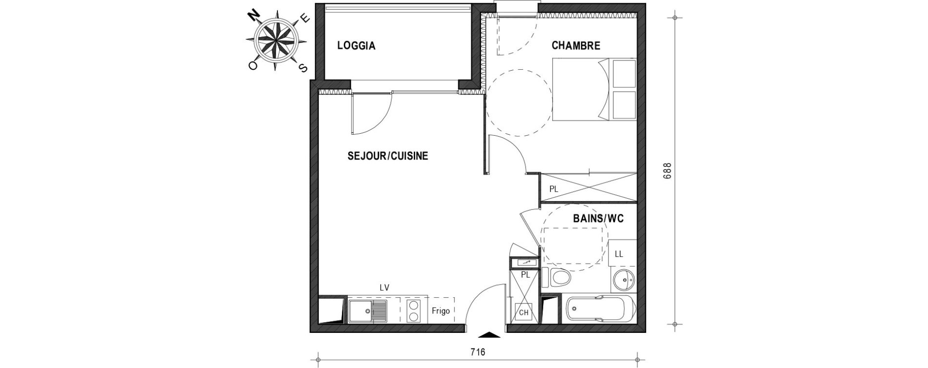Appartement T2 de 41,42 m2 &agrave; Muret Barri-brioudes