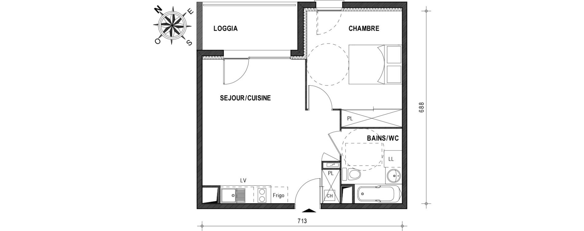 Appartement T2 de 41,23 m2 &agrave; Muret Barri-brioudes