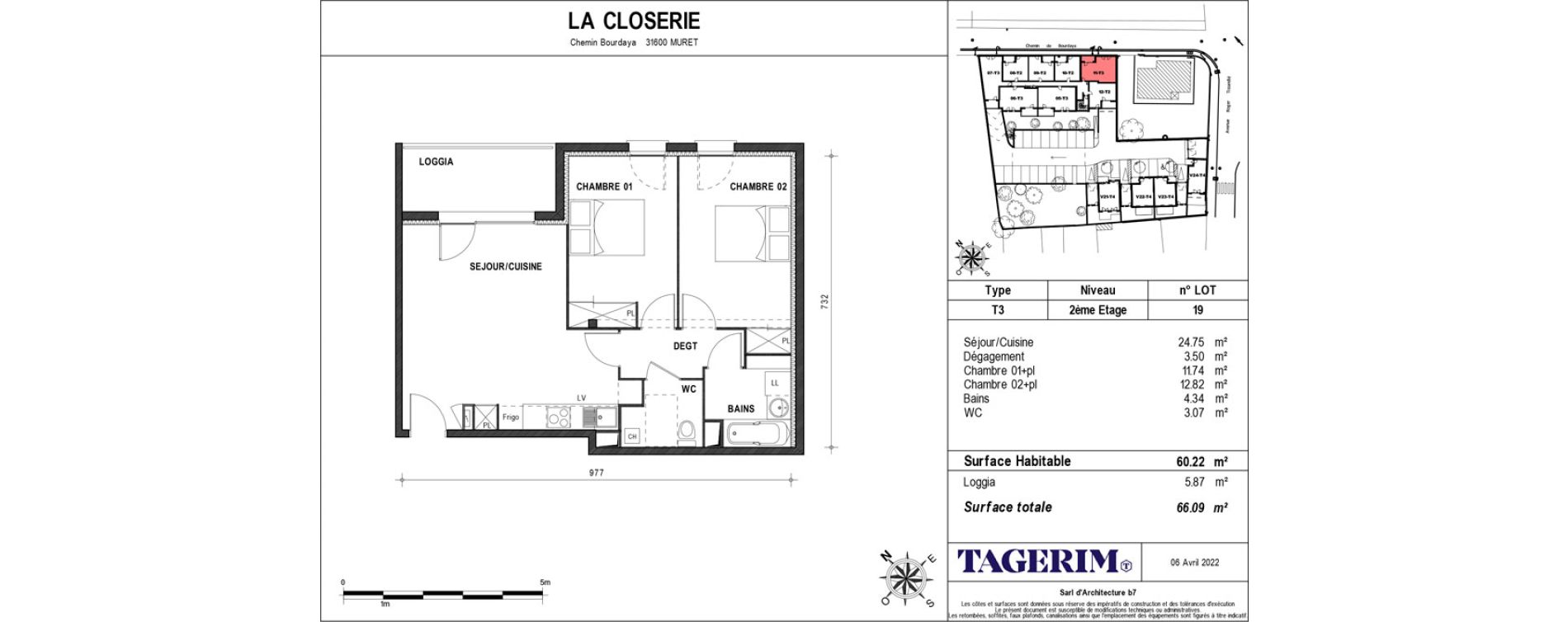 Appartement T3 de 60,22 m2 &agrave; Muret Barri-brioudes