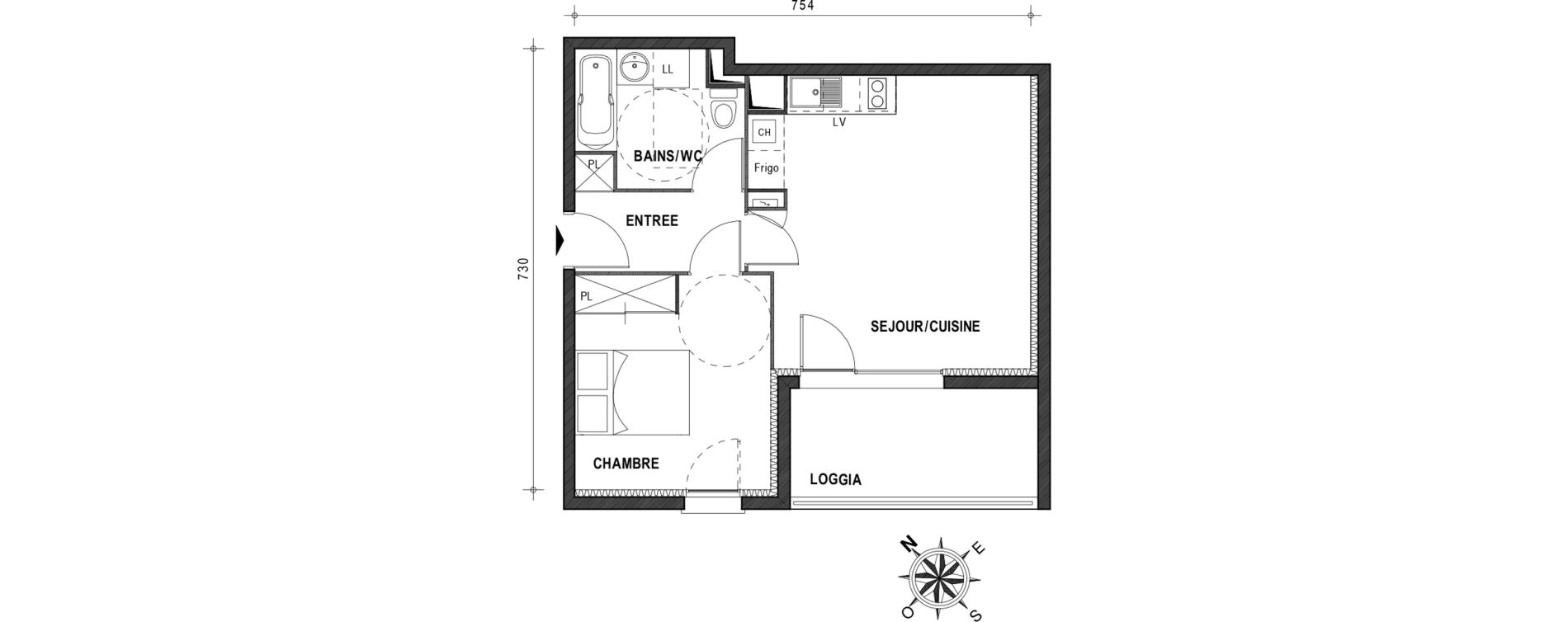 Appartement T2 de 42,75 m2 &agrave; Muret Barri-brioudes