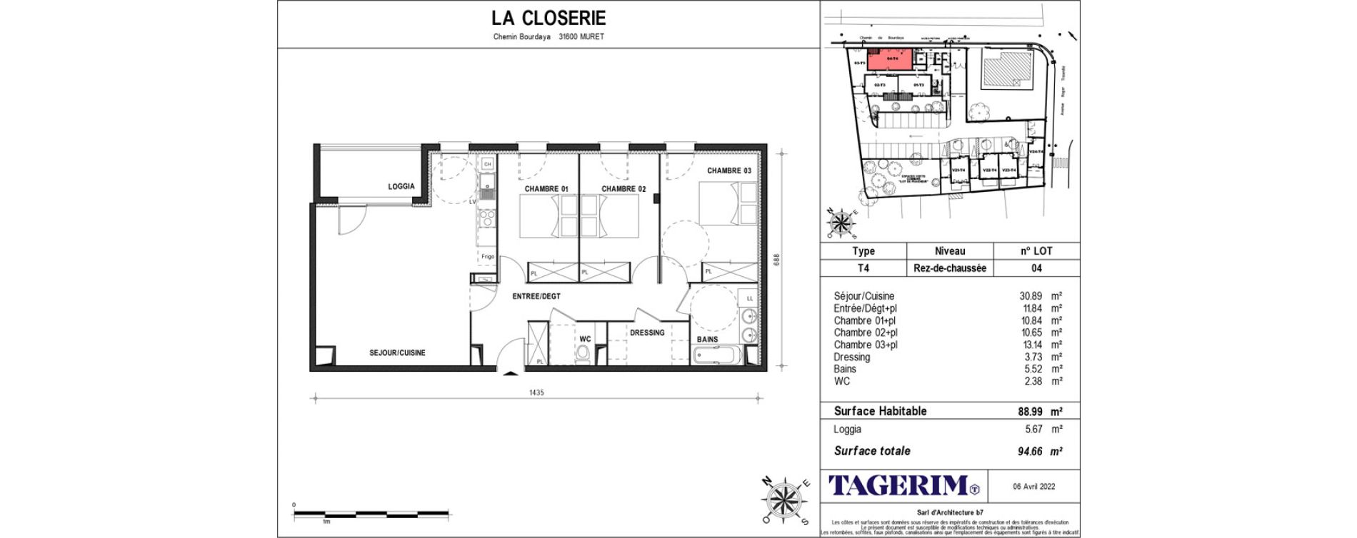Appartement T4 de 88,99 m2 &agrave; Muret Barri-brioudes