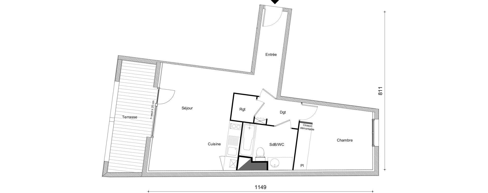 Appartement T2 de 51,00 m2 &agrave; Muret Centre historique