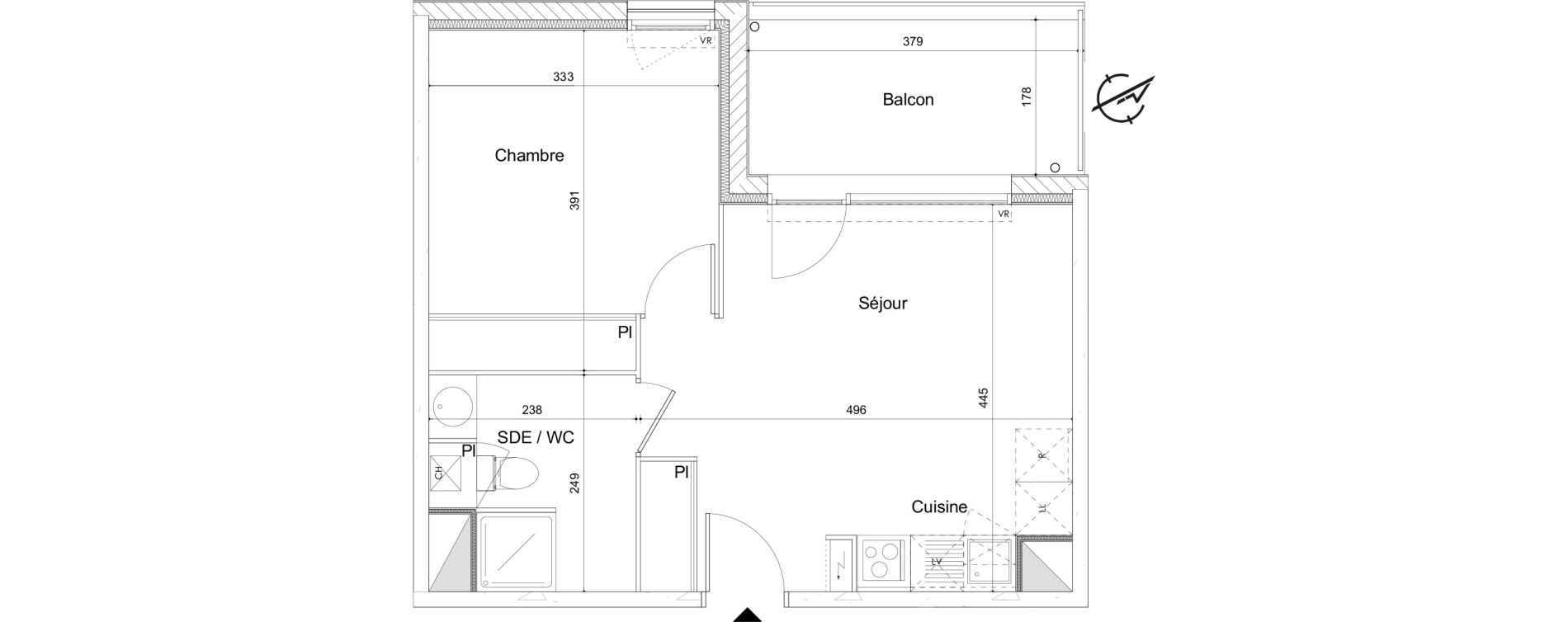 Appartement T2 de 37,87 m2 &agrave; Muret Centre historique
