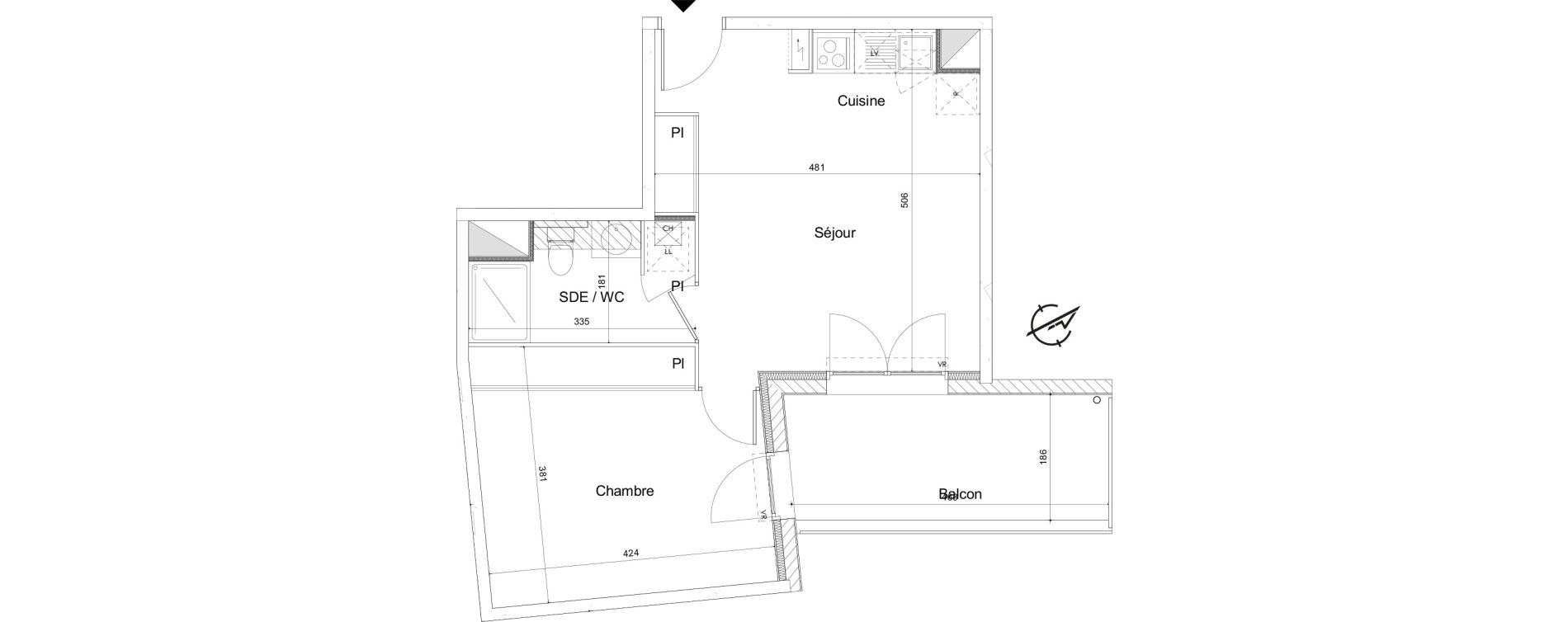 Appartement T2 de 42,82 m2 &agrave; Muret Centre historique