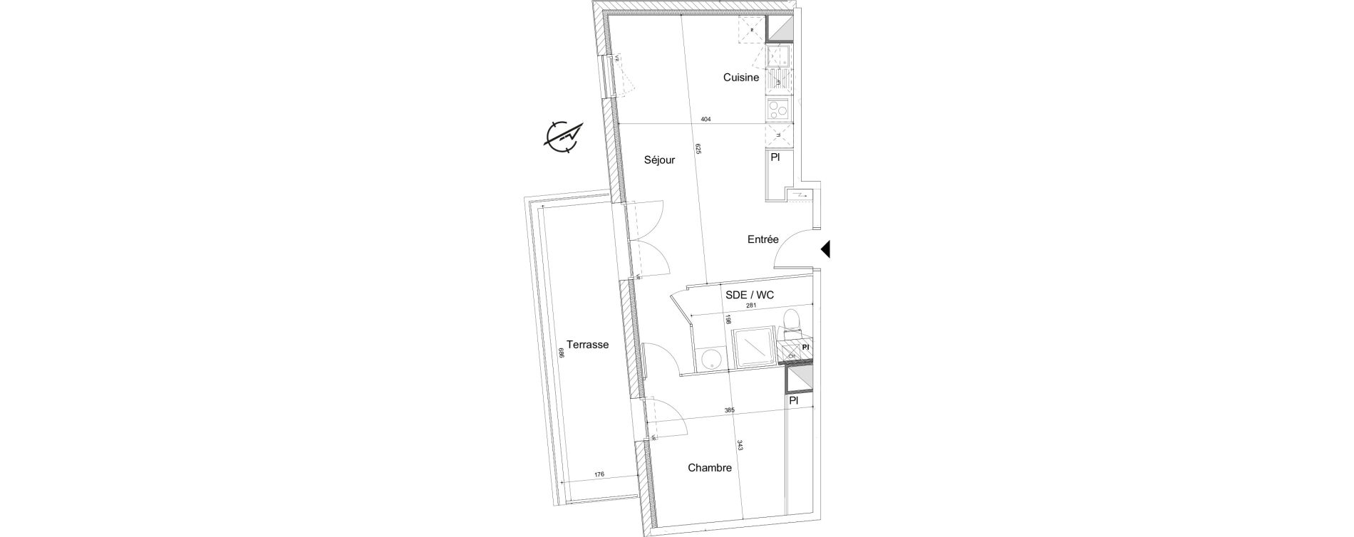 Appartement T2 de 45,33 m2 &agrave; Muret Centre historique