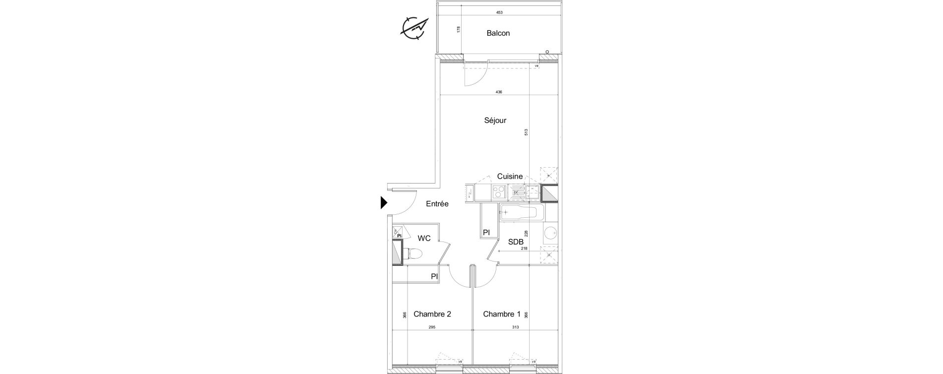 Appartement T3 de 58,25 m2 &agrave; Muret Centre historique