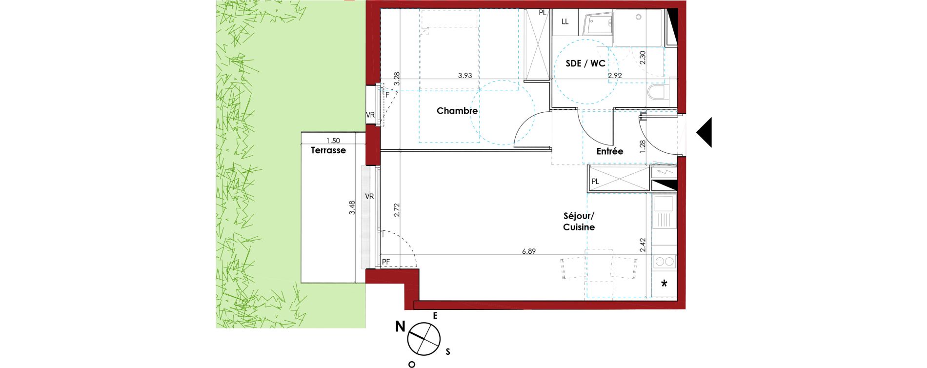 Appartement T2 de 44,86 m2 &agrave; Muret Centre