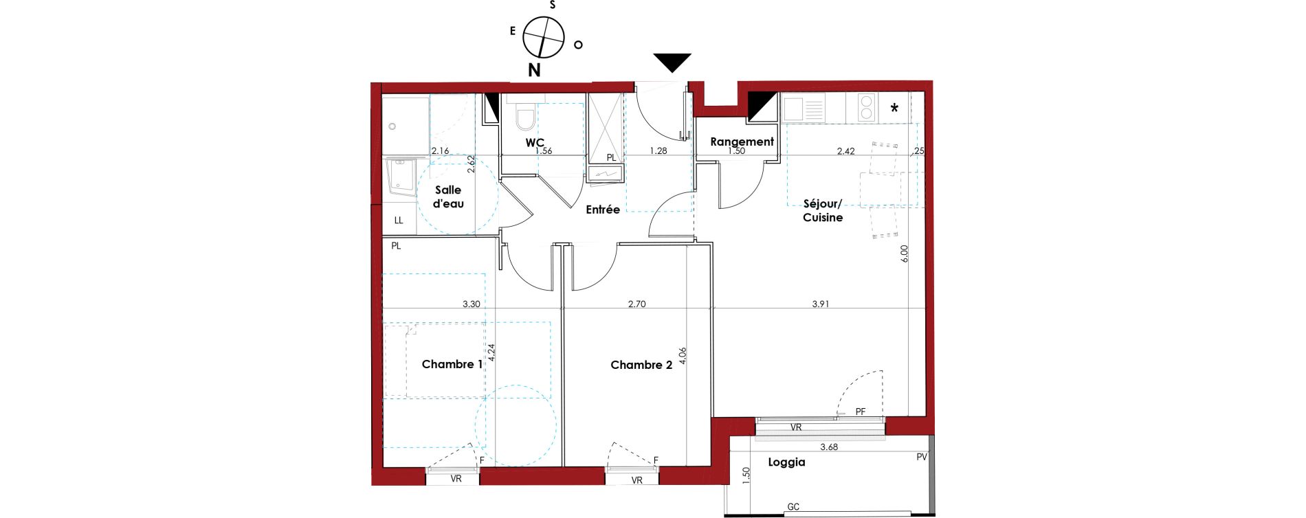 Appartement T3 de 63,15 m2 &agrave; Muret Centre