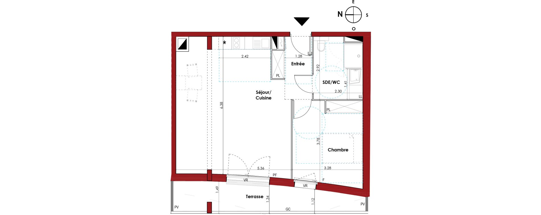 Appartement T2 de 55,32 m2 &agrave; Muret Centre