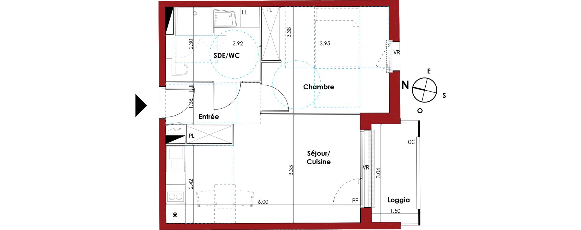 Appartement T2 de 41,91 m2 &agrave; Muret Centre